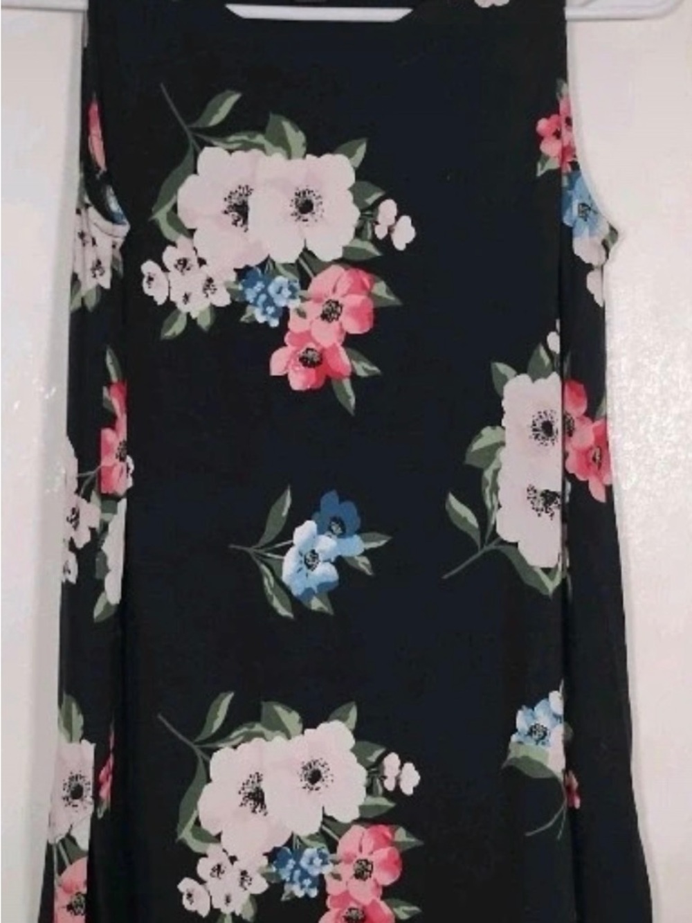 J. Jill Black Top with Pink and Green Floral Accents